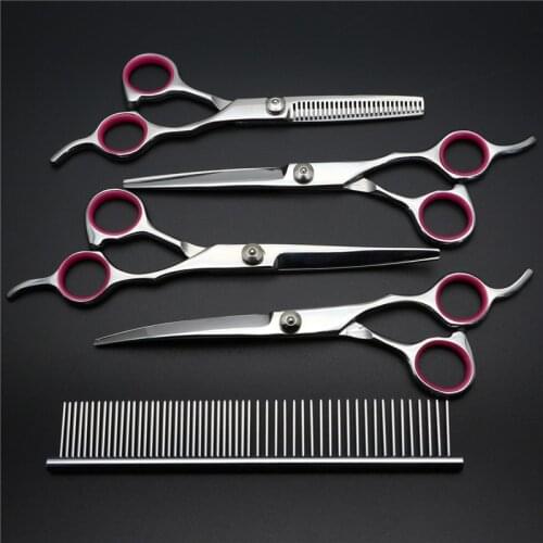 Pet Grooming Scissors Stainless Steel Cats and Dogs Hair Seam Scissors Up and Down Curved Scissors Sharp Haircut Pet Tool Set