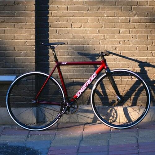 Song&friends FIXED GEAR BIKE single speed bike Track Bicycle Aluminum alloy Frame with carbon fiber fork And Flat Spoke WHEEL