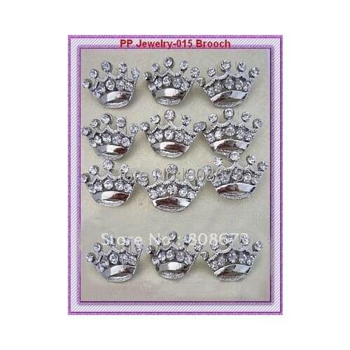 Wholesale Cheap Price!!(120pcs/lot)Sparkling Crystal Rhinestone Silver Crown Brooch