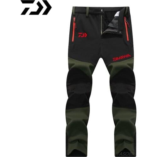 Daiwa Autumn Winter Plus Velvet Windproof Waterproof Fishing Pants Outdoor Sport Mountaineering Hiking Mens Warm Trousers