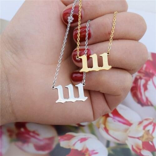 Angel Number 111 Necklace Stainless Steel Pendant 111 222 333 444 555 666 777 888 999 Choker Necklace For Women Bijoux Femme