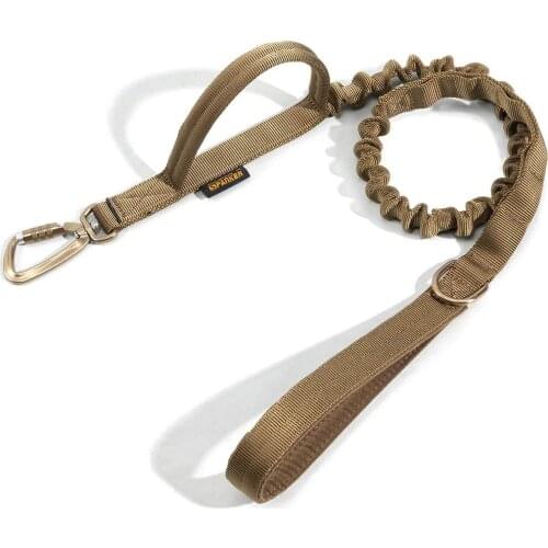 Military Leash Dog Tactical Space Aluminum Hook Clips Bungee Dog Leash Tactical Dog Leash Elastic Dog Rope Leads with 2 Control