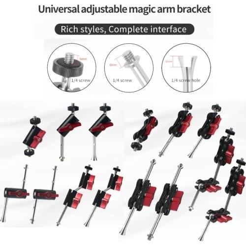 360 Swivel Tripod Magic Arm w Dual Small Ballhead 1/4'' Screw Adjustable Universal Camera Video Monitor Mount Adapter for Cage