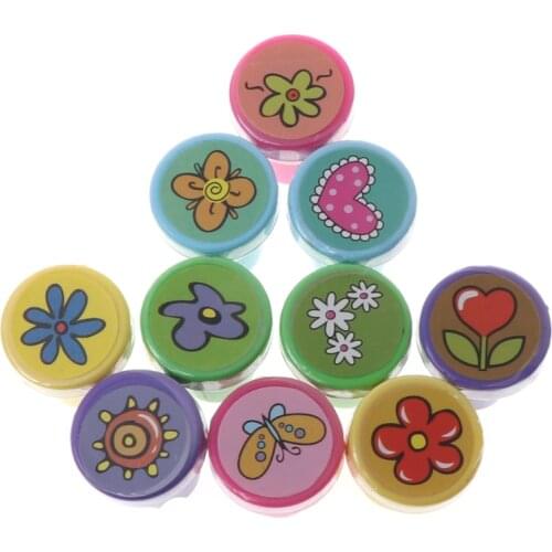 10Pcs Kid Fun Cartoon Self Inking Rubber Stamps Scrapbooking Cute School Craft D5QF