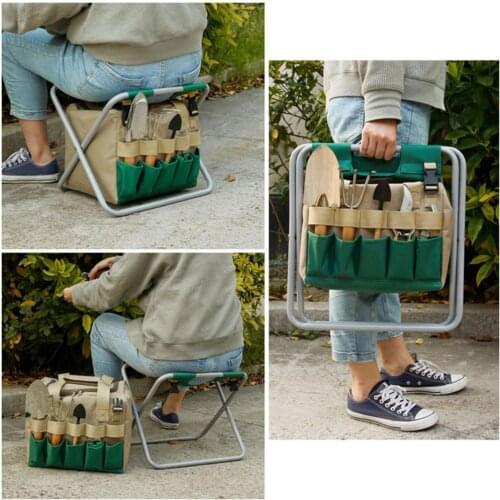Folding Chair Durable Useful Multifunctional Multi Pocket Detachable Bag Kneeling Stool for Garden Weeding for Outdoor Fishing