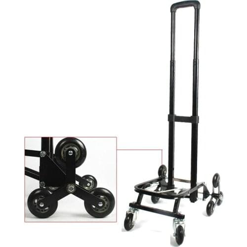 Universal Wheel Folding Portable Ladder Trolley, Stair Climbing Shopping Cart Hand Truck with Telescoping Handle