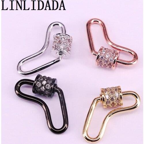 8Pcs, 9x25mm Fashion CZ Micro Pave Heart Shaped Crystal Zirconia Lock Clasp Jewelry Accessories, For Jewelry Making