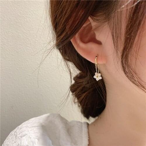 South Koreas New Crystal Zircon Flower Earrings for Women Exquisite Gifts Fashion Elegant Accessories