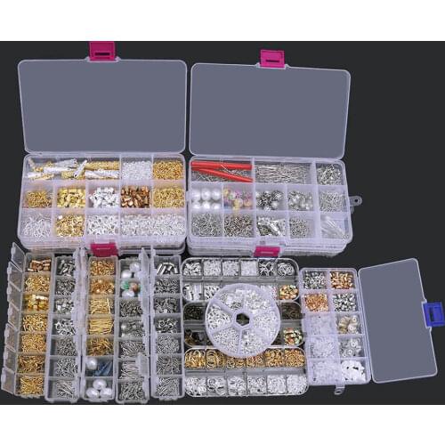 1Box Accessories Jewelry Findings Set Single Ring Kit/Tail Chain Messenger Box for DIY Necklace Jewelry Making Materials