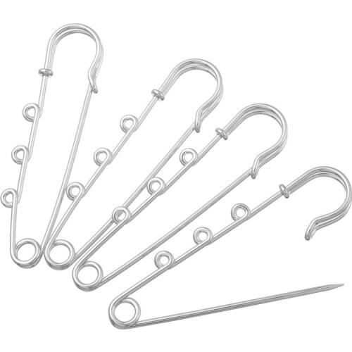 10 Pcs Brooch Pins Base Accessories with 5 Holes Diy Brooch Fit Charms Silver Color 65mm Wedding Bouquet Christmas Brooch