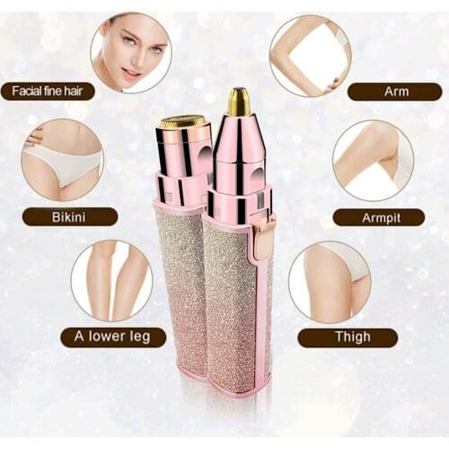 2 IN 1 Eyebrow Trimmer Female Body Facial Hair Removal Women Painless Razor Shaver Lipstick Shape
