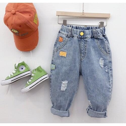 2021 Splicing Baby Spring Autumn Jeans Pants For Boys Children Kids Trousers Clothing High Quality Teenagers 2021