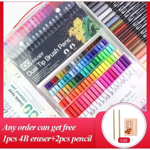 48/60/72/80/100/120 Colors Professional Double Head Watercolor Brush Pen Art Markers Drawing Sketch Manga Soft Brush Marker Pen