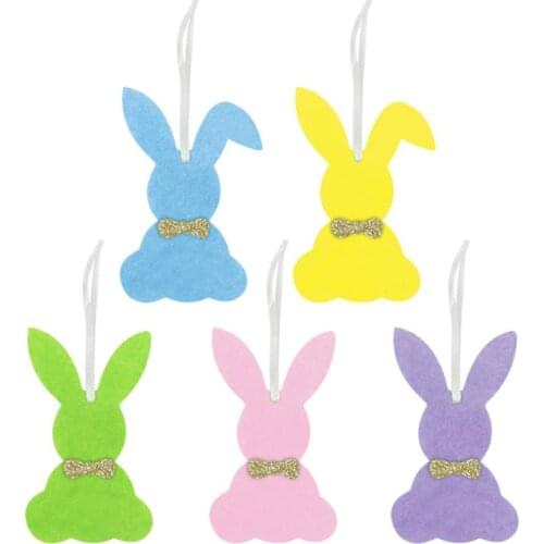 5PCS Handmade Felt Easter Bunny Pendant Rabbits Ornament Decoration Tree Hanging Pendant Gifts Party Navidad Home Decorations