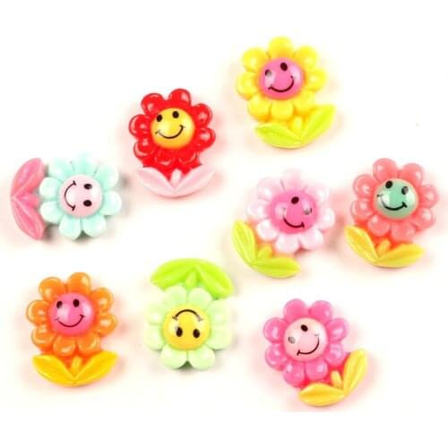 50pcs Mixed Sunflower Resin Flatback Cabochon Jewelry Findings Scrapbooking For Jewelry Making Charms Pendants Accessories Diy