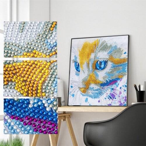 5D Animals Cross Stitch Diamond Embroidery Drill DIY Diamond Painting Special Shape Diamond Cartoon Blue Eye Character For Gifs