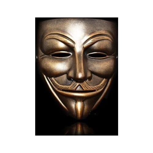 V For Vendetta Anonymous Mask Halloween Anonymous Guy Fawkes Full Face Resin Masks Movie Fancy Dress Cosply Adult Size