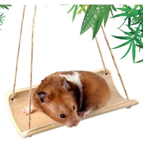 Bamboo Rat Hamster Small Pet Hanging Swing Cool Hammock Cage Nest Playing Toy Hanging Toys Small Animals Take Cool Rest Products