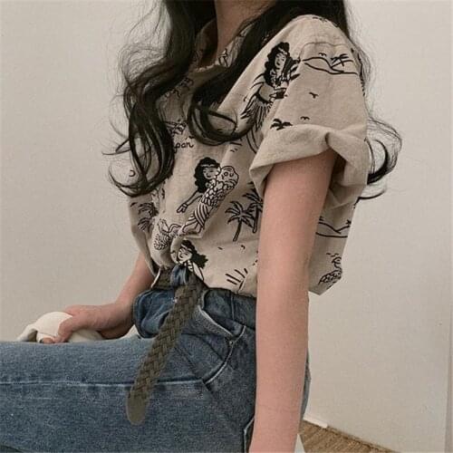 Alien Kitty Gentle Lady Vintage Print Flowers Short Sleeves 2020 Chic Fashion Retro Streetwear Chic All Match Women Blouses