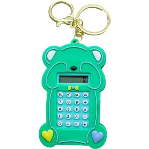 LXAD Mini Calculator Cute Bear Keychain Bag Decoration Pendant Car Key Ring Student Jewelry Gift Kids Toy