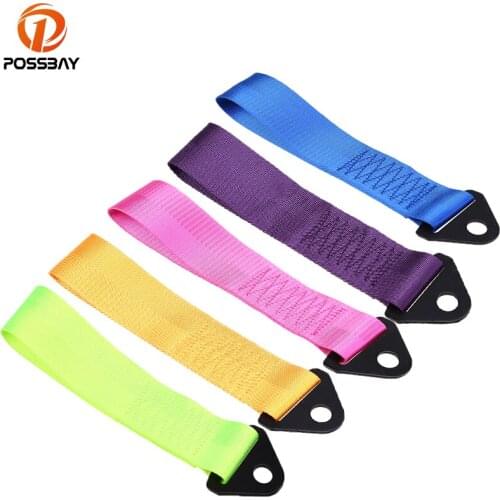 POSSBAY Racing Car Styling Tow Straps Nylon High Strength Universal Tow Ropes Black/Red/Deep Blue/Purple/Rose Red/Yellow/Green