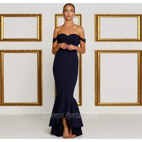 Black Mermaid Prom Dresses Off The Shoulder Sweetheart Tiered Simple Party Gowns Custom Plus Size Evening Dress