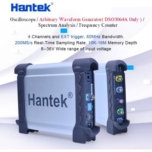 Hantek 4CH USB Oscilloscopes/Arbitrary Waveform Generator/ Spectrum Analysis/Frequency Counter 60MHz bandwidth DSO3064A/DSO3064