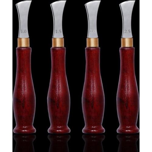 MIUSIE Leather Arch Edge Ebony Handle Creaser 1-2.5mm Leather Craft DIY Shallow Handle Edge Creasing Stroke Line Tool Handmade