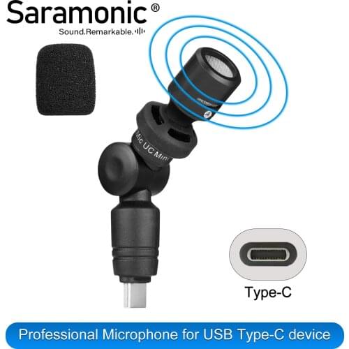 Saramonic SmartMic UC Mini Condenser Flexible Microphone Plug&Play Mic Compatible with iPad Pro USB-C Type Devices for Vlogging