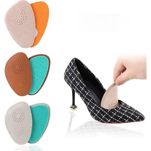 Leather Forefoot Pad Anti-wear Shock Absorption Half Size Pad High-heeled Insole Sweat-absorbent Breathable Non-slip Insole