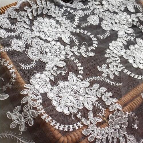 Lace, embroidery brides wedding dress diy handmade clothing lace dress lace sequins 60 cm off-white fabric accessories