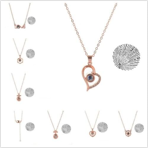 DoreenBeads Fashion With Card 100 Language I love You Necklace For Women Wedding Letter Necklace Jewelry Drop Shipping Charms