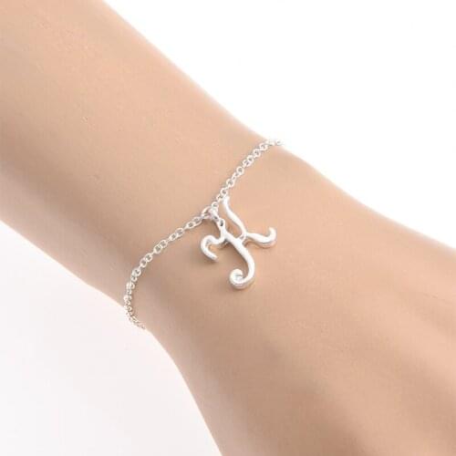 Monogram Cursive Initial k Name Bracelet Swirl English Alphabet Letter Initials Text Character Chain Bracelets Gift for Friends