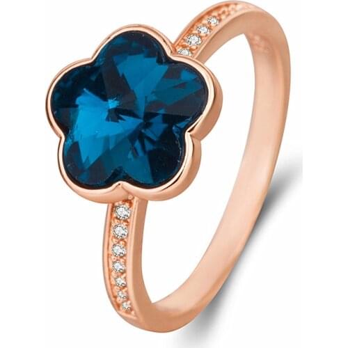 MOONROCY Rose Gold Color Crystal Rings Blue Purple Jewelry Party Wedding Crystal Ring for Women Gift Dropshipping Wholesale