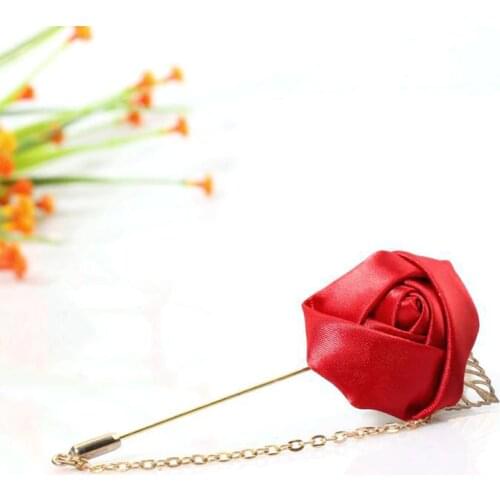Men Women Rose Flower Leaf Fashion Brooch Pin Blazer Suit Lapel Wedding Party Boutonniere Charm Brooch Jewelry Clothes Accessory