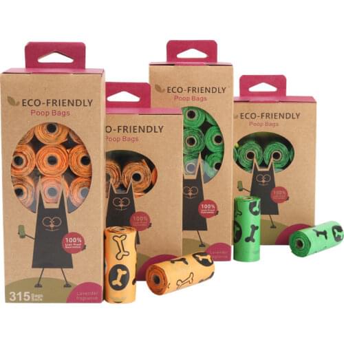 5 Sets of biodegradable dog poop bags and dog rope clip dispensers