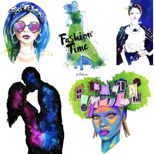 Patches For Clothes Fashion Girls DIY Thermal Sticker On Clothes Beautiful Heat Vinyl Transfer Patches Iron On Transfer