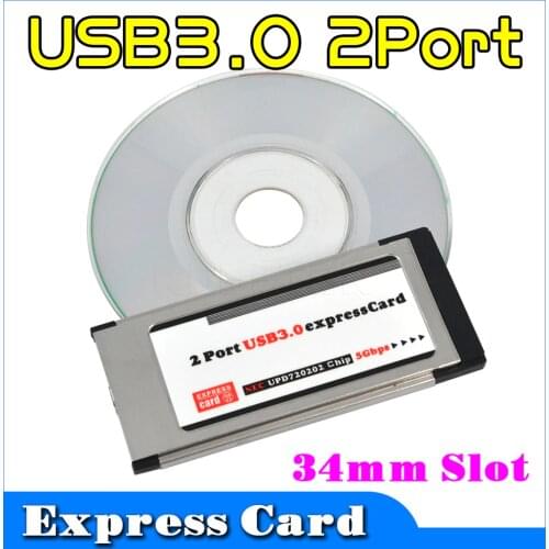 Kebidumei NEW Super Speed Express Card ExpressCard 34mm to 5Gbps Dual 2 Ports USB 3.0 Card Add On Cards