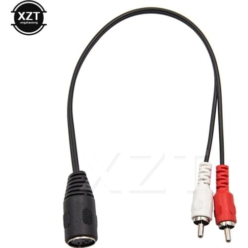 New 0.3M 5 Pins DIN Female To 2 RCA Male Plug AMP Audio Adapter Cable Car Accessories