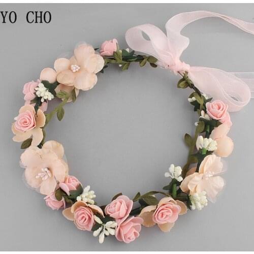 Meldel Wedding hair accessories foam rose bridal headband silk flower wreath handmade headband dress headdress