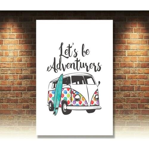 Lets Be Adventurers Vw Camper Sign Metal Plaque Inspirational Quote Print
