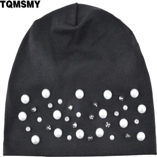 TQMSMY Punk Style Autumn Winter Knitted Beanies Skullies For Women Outdoor Slouchy Bonnet Casual Pearl Rivets Hat Caps TMDH35