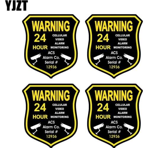 YJZT 12.1CM*13.5CM 4X Car Styling Personality ACS Alarm Surveillance Security Camera Reflective Car Sticker C1-7601