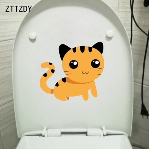 ZTTZDY 23.3*21.5CM Cute Cat Kids Bedroom Home Decor Wall Decal WC Toilet Sticker T3-0187