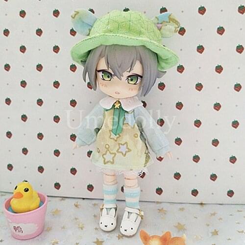 1Set Lovely Obitsu 11 Dolls Bear Hat + Dress + Stripe Socks + Pumpkin Shorts Clothes for ob11 Doll Outfits Accessories