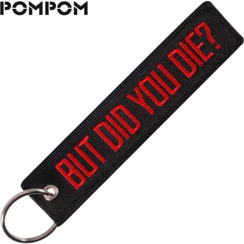 Black with Red Letter Funny Word Key Chain For Motorcycles and cars 1PC 13X2.8CM Emboridery keychain keyring Key Fob Jewelry