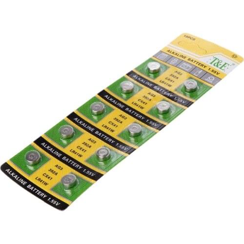 10PCS 10PCS Cell Coin Alkaline Battery AG3 1.55V Button Batteries SR41 192 L736 384 SR41SW CX41 LR41 392 Lamp Chain Finger Light