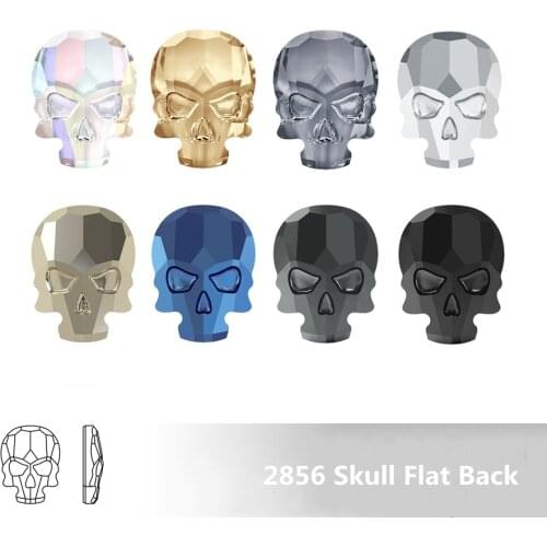 100% Original Crystals from Austria 2856 Skull Flat Back 14x10.5mm no hotfix rhinestone for women nail art findings