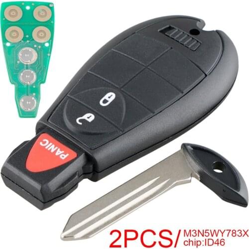 2pcs Car Remote Key Fob with ID46 Chip M3N5WY783X / IYZ-C01C Fit for Jeep Grand Cherokee Charger / Challenger / Chrysler 300