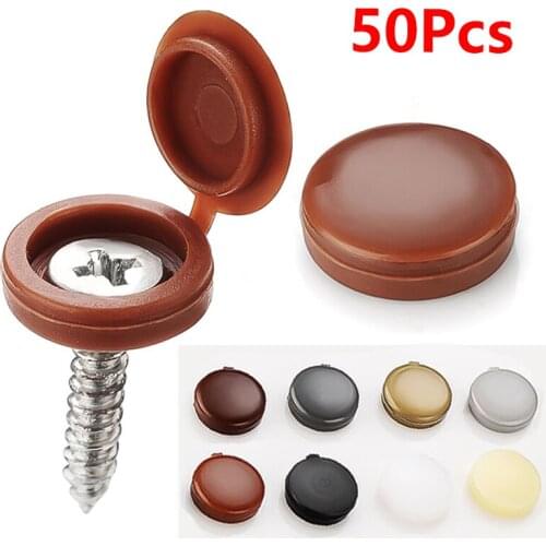 50 Pcs Plastic Protective Covers Hinged Screw Bolts External Decorative Nuts Hole Protective Cap Fold Snap Button Car Furniture